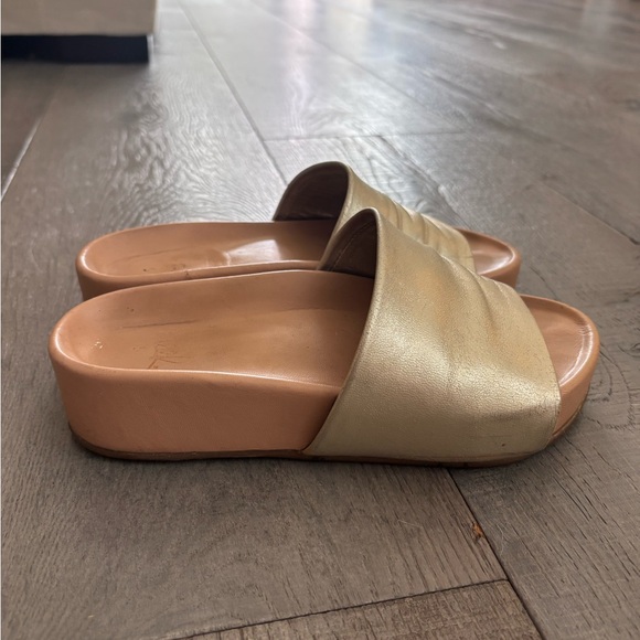 Gold Slide Sandals - Picture 1 of 3